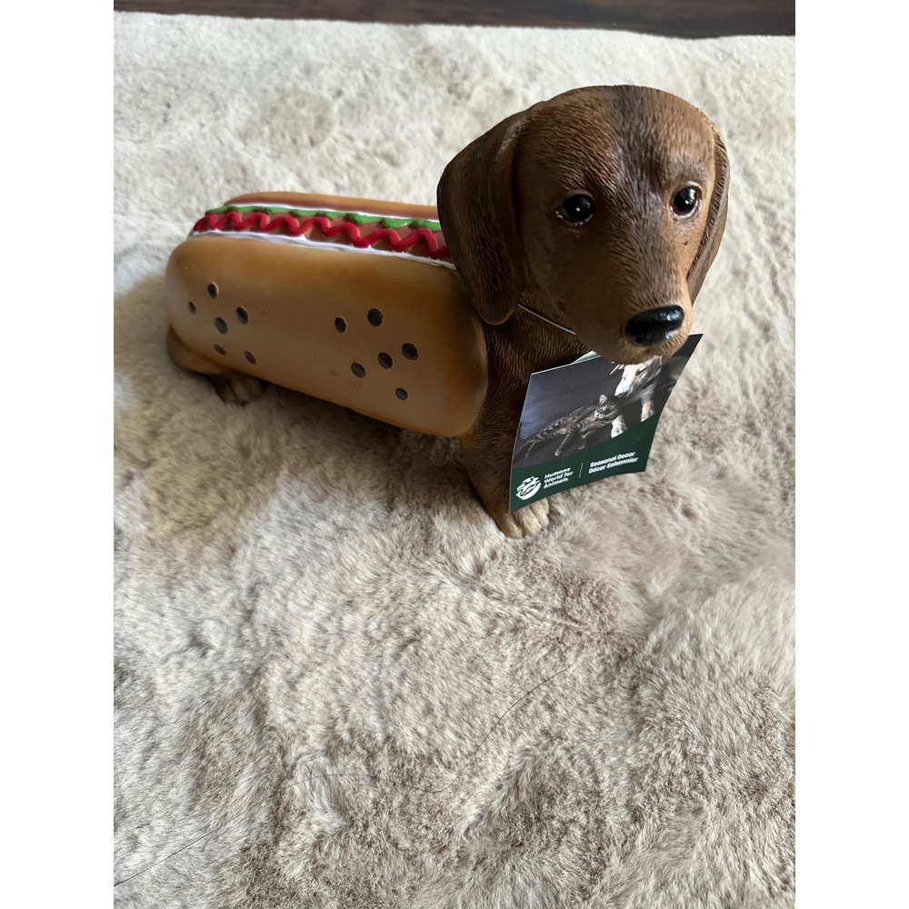 Humane World for Animals Hot Dog Dachshund Figurine Seasonal Decor Brown Tan